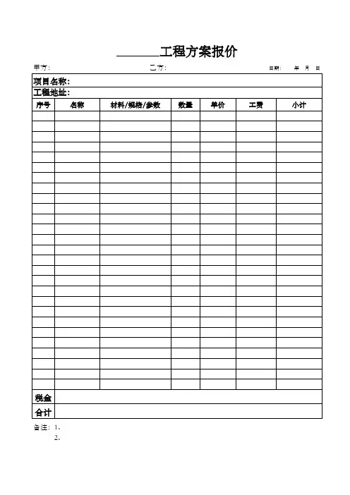 工程报价方案模版