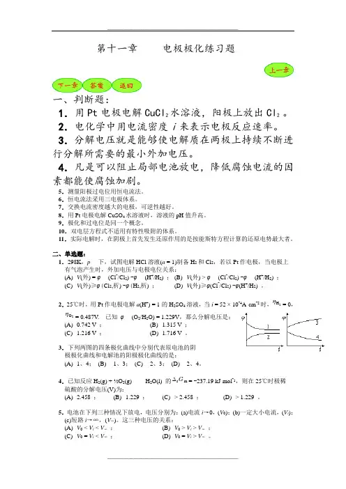 第十一章电极极化练习题