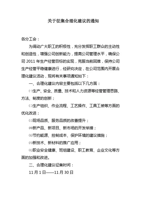 征集合理化建议的通知