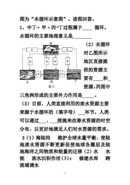 水循环课堂练习