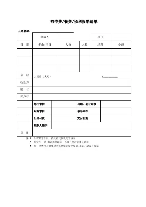 招待费报销单