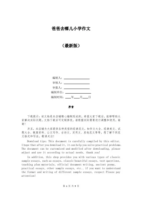 爸爸去哪儿小学作文