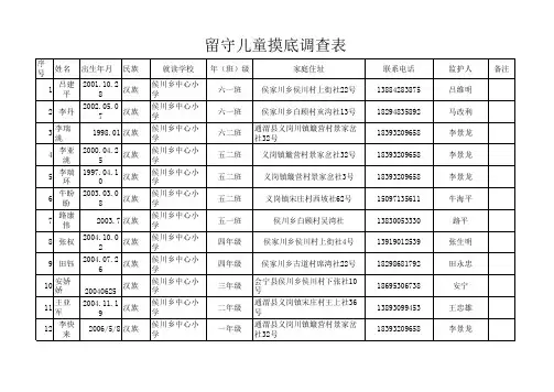 留守儿童摸底调查总表