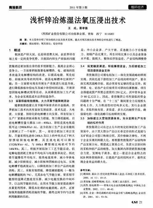 浅析锌冶炼湿法氧压浸出技术