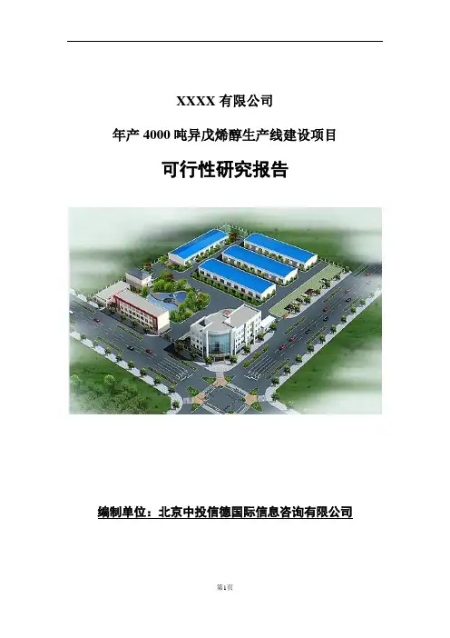 年产4000吨异戊烯醇生产线建设项目可行性研究报告99页