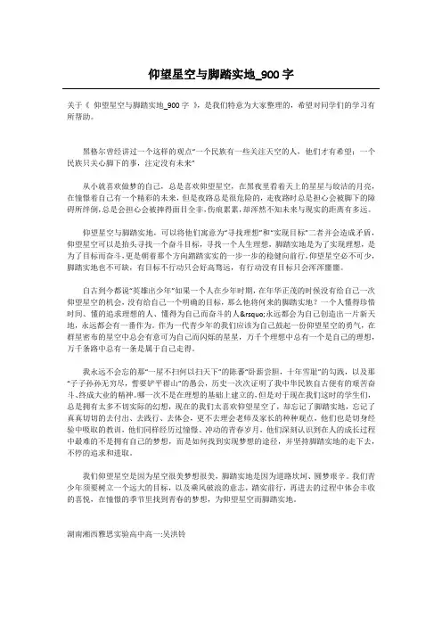 仰望星空与脚踏实地_900字-高中议论文