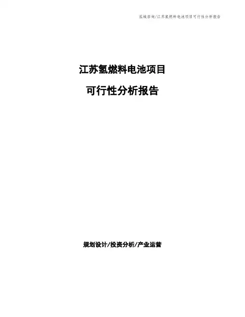 江苏氢燃料电池项目可行性分析报告