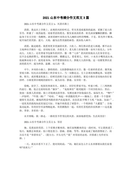 2021山东中考满分作文范文3篇