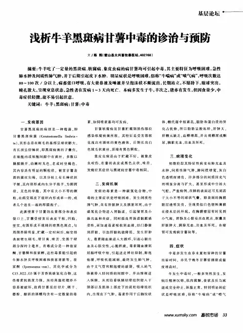 浅析牛羊黑斑病甘薯中毒的诊治与预防