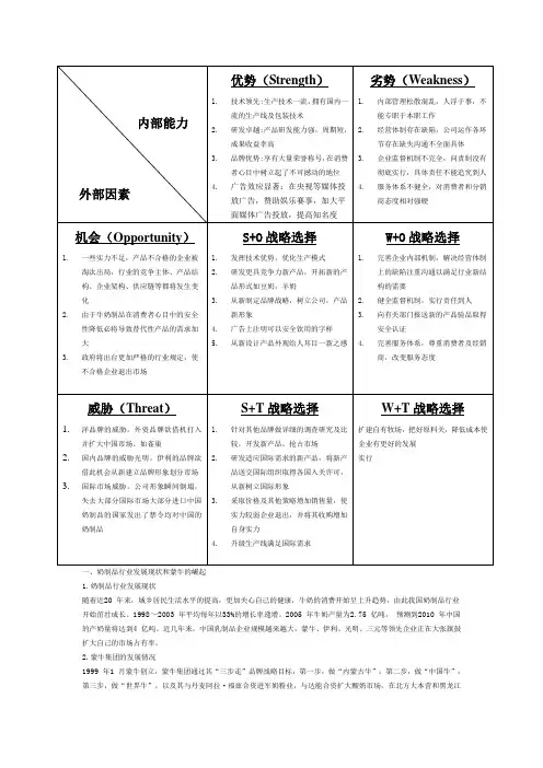 swot分析 奶制品