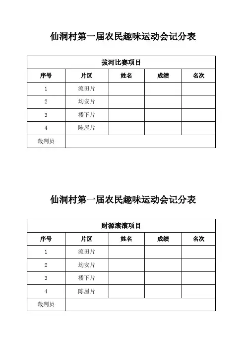 单项比赛表