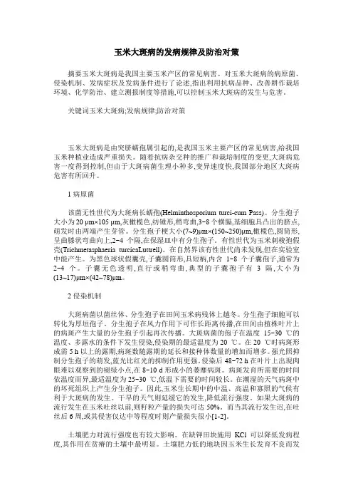 玉米大斑病的发病规律及防治对策