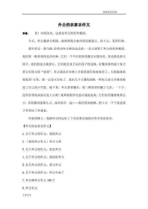 外公的农家乐作文