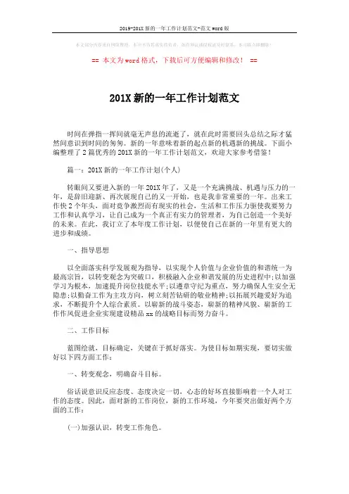 2019-201X新的一年工作计划范文-范文word版 (6页)