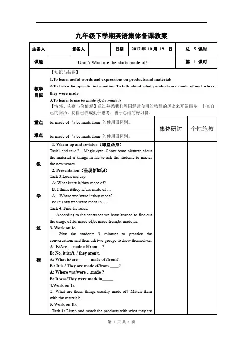 Unit5what are the shirts made of 公开课课件