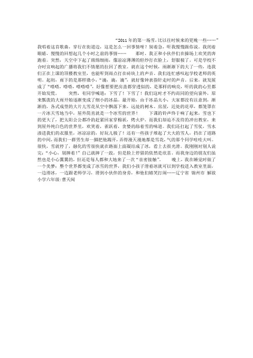 2011年的第一场雪作文800字