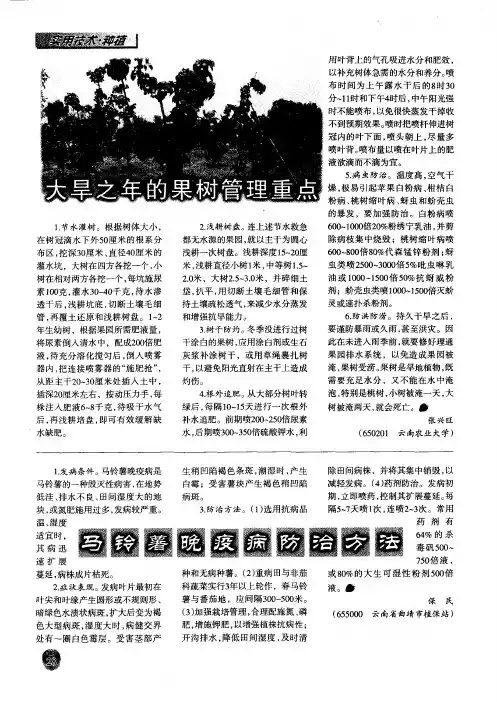 马铃薯晚疫病防治方法