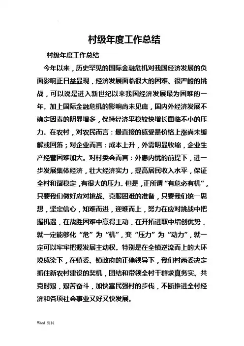 村级年度工作计划总结