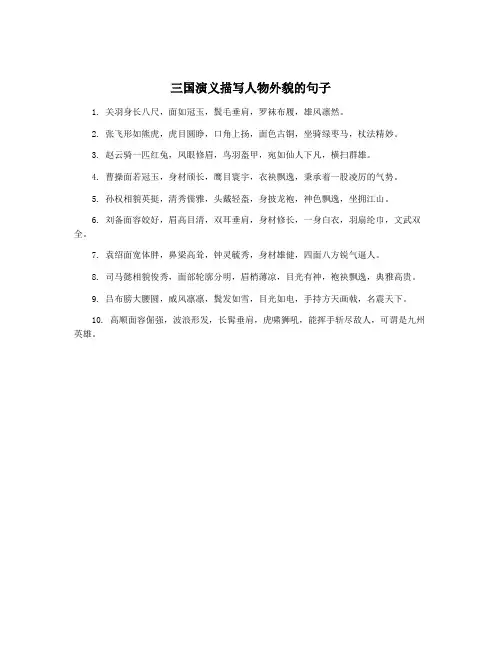 三国演义描写人物外貌的句子