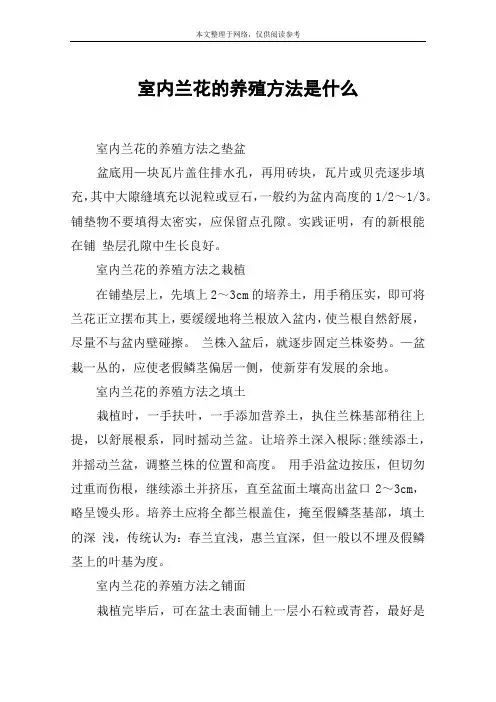 室内兰花的养殖方法是什么