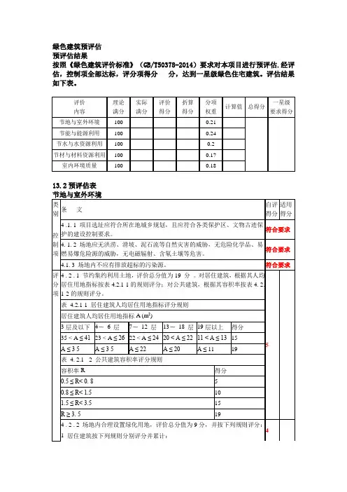 绿色建筑评价标准GBT_50378评分表模板