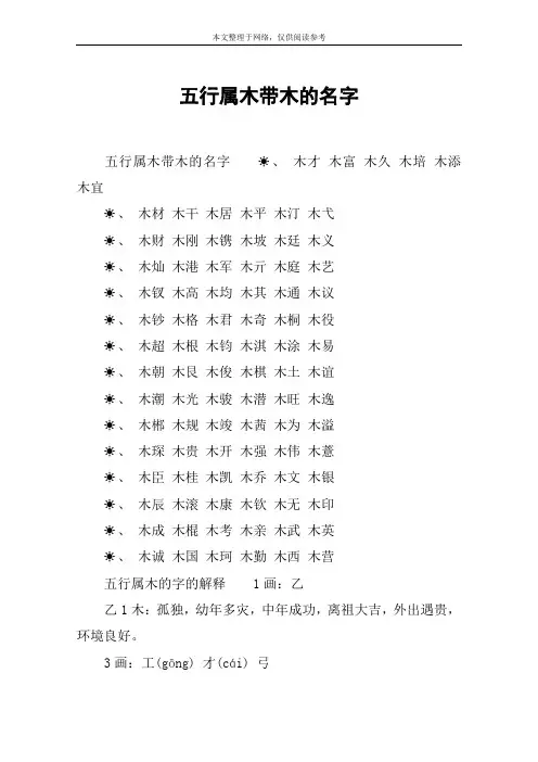 五行属木带木的名字