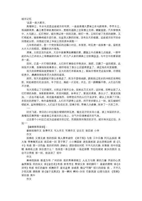 高中作文-城市记忆