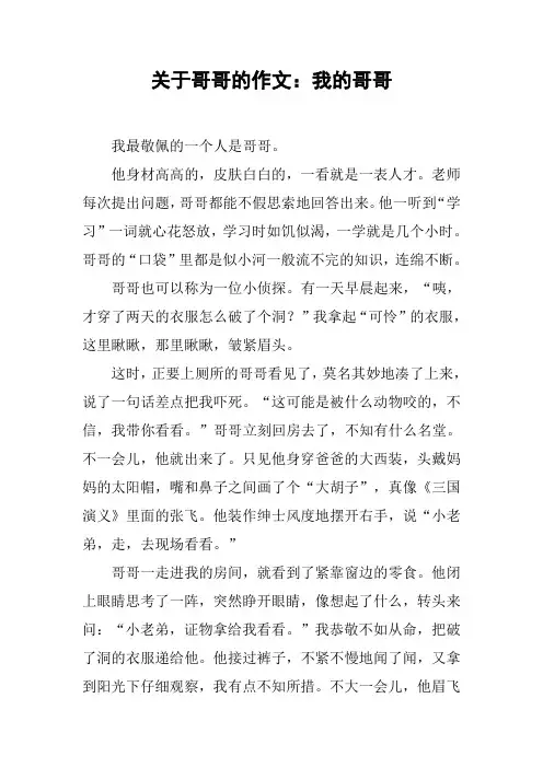 关于哥哥的作文：我的哥哥