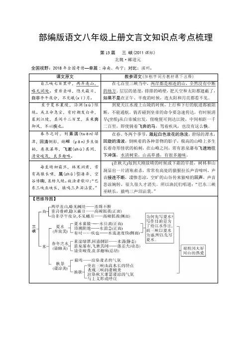 部编语文八年级上册文言文知识点考点梳理训练附解析