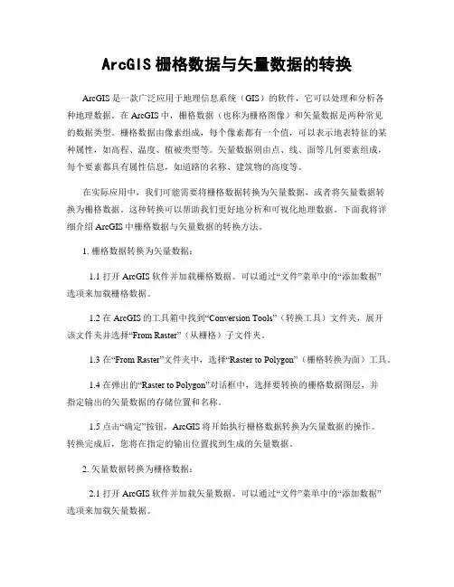ArcGIS栅格数据与矢量数据的转换