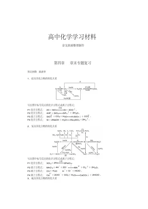 人教版高中化学必修一第四章非金属及其化合物章末专题复习