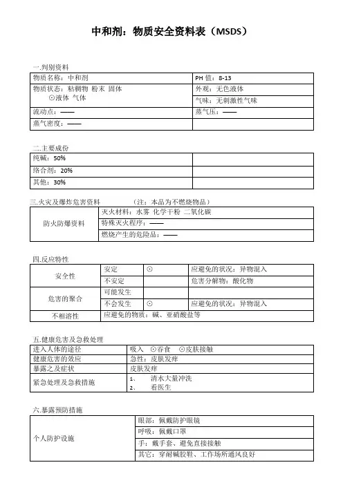 中和剂：安全技术说明(MSDS)