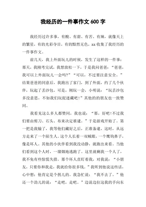 我经历的一件事作文600字