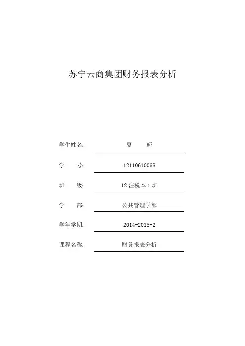 苏宁云商业财务报表分析