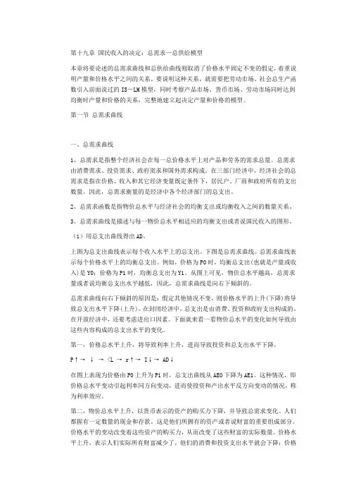第十九章 国民收入的决定总需求—总供给模型