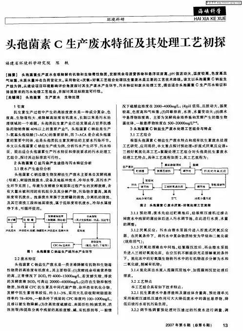 头孢菌素C生产废水特征及其处理工艺初探