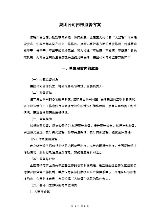 集团公司内部监督方案 -