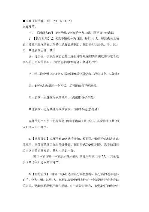 金话筒决赛流程