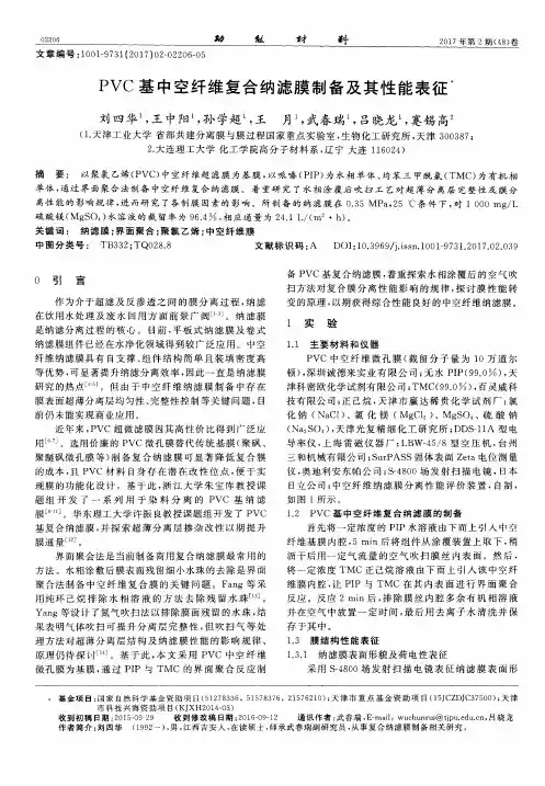 PVC基中空纤维复合纳滤膜制备及其性能表征