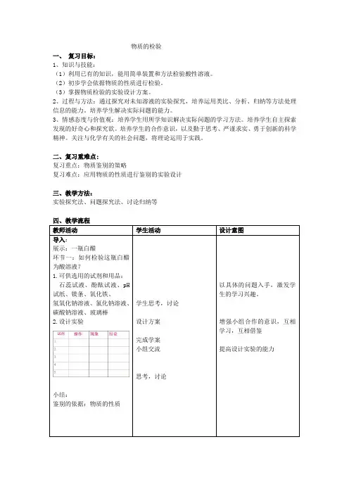 物质的检验教学设计