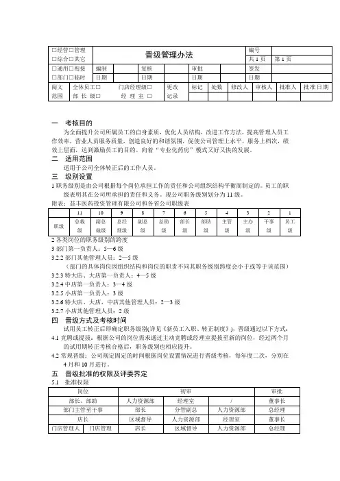 益丰晋级管理办法