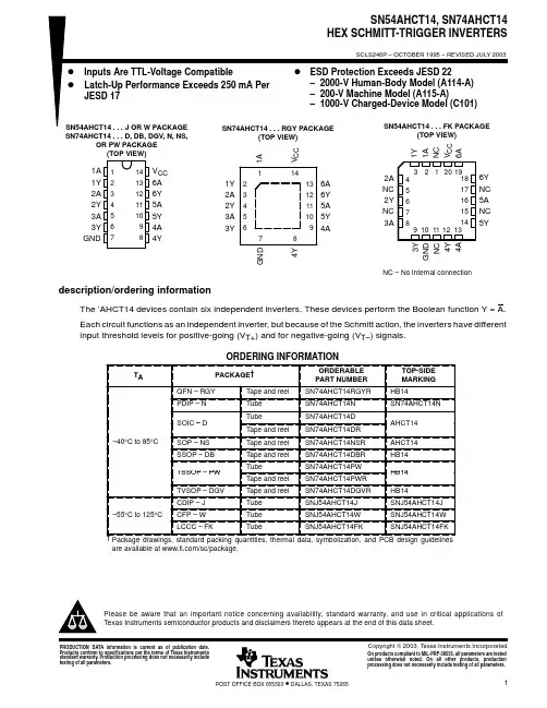 SN74AHCT14NSRG4中文资料