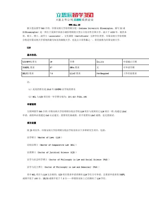 2017美国印第安纳大学伯明顿分校LLM项目