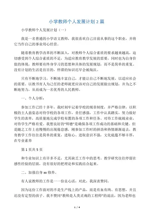 小学教师个人发展计划2篇