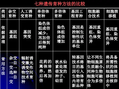 七种遗传育种方法的比较