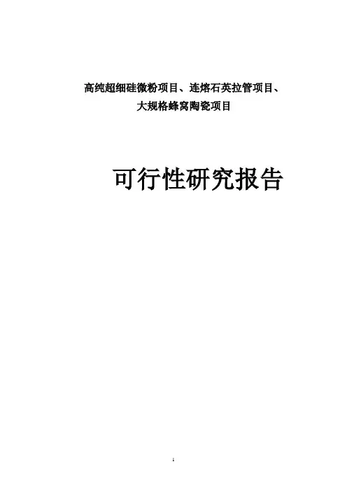 高纯超细硅微粉项目、连熔石英拉管项目、大规格蜂窝陶瓷项目可行性报告