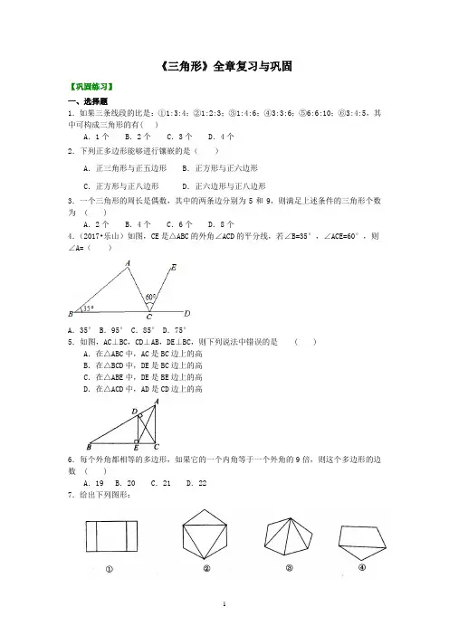 《三角形》全章复习与巩固—巩固练习(提高)