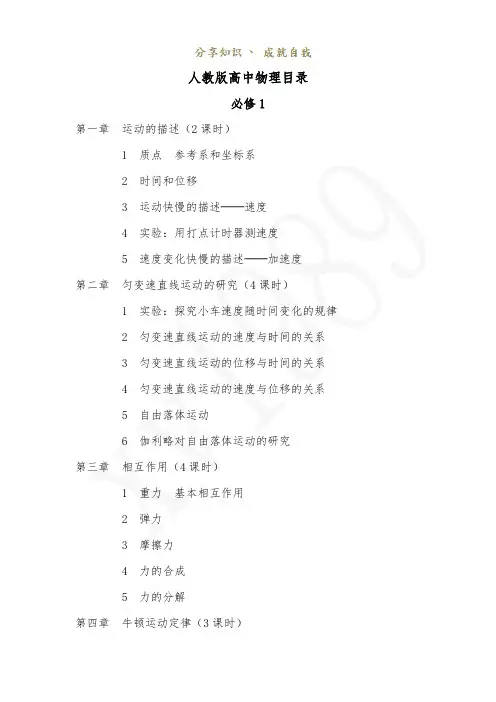 人教版高中物理目录98774