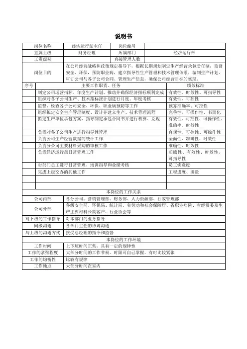 经济运行部岗位职责 2