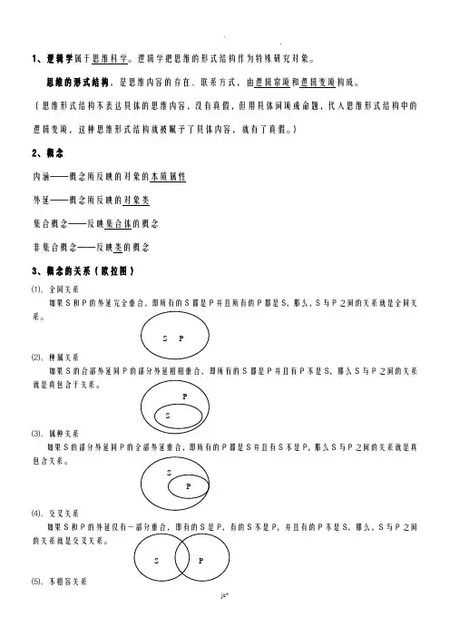 逻辑学复习资料